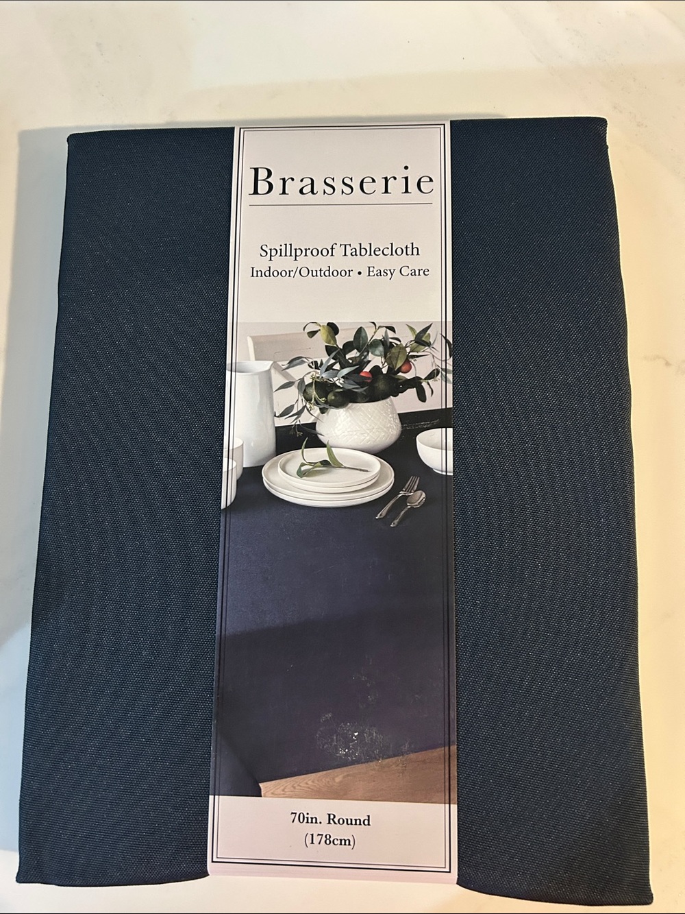 Navy Spillproof Tablecloth - Easy-Care Indoor/Outdoor